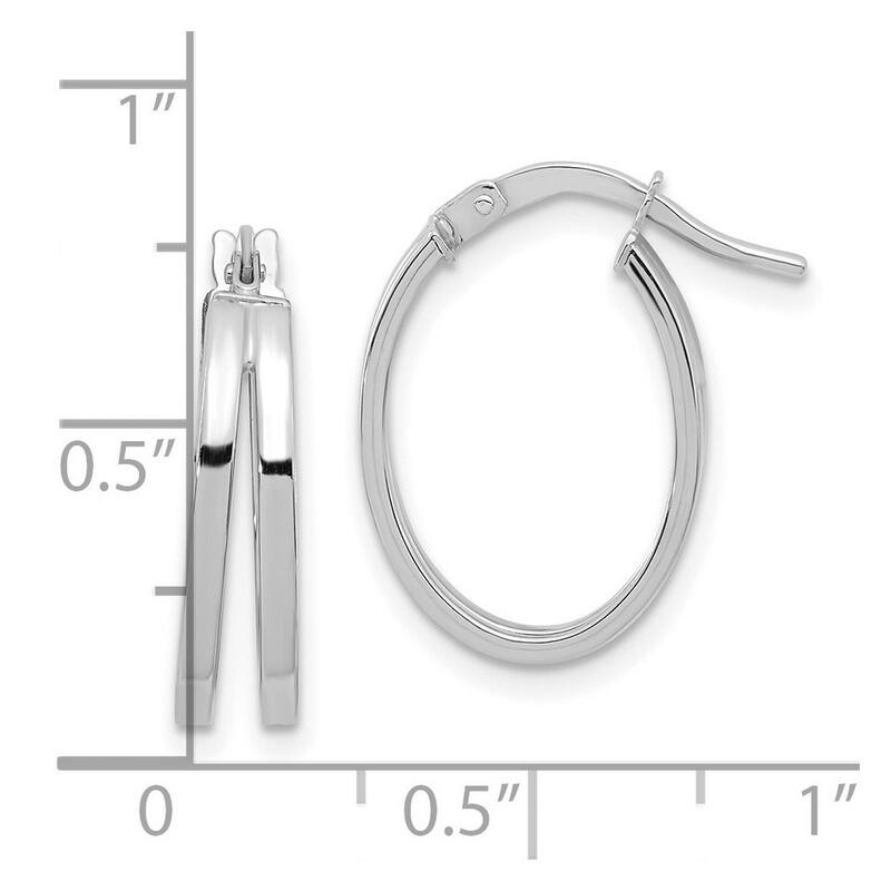 Curata 14k White Gold Polished 20mm Double Hoop Earrings