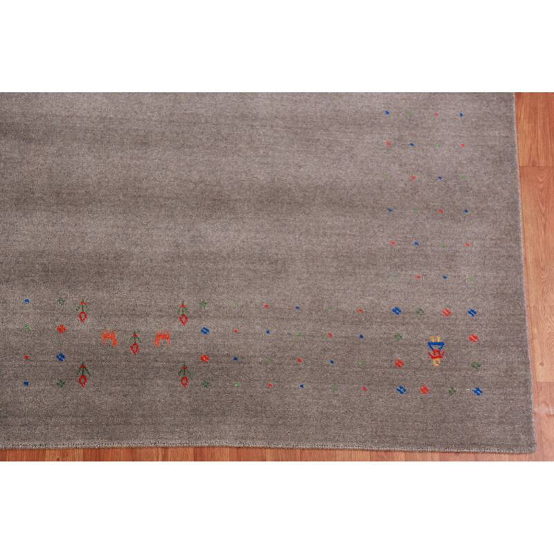 Gabbeh Indian Area Rug Handmade Oriental Grey Wool Carpet - 9'1" x 11'11"