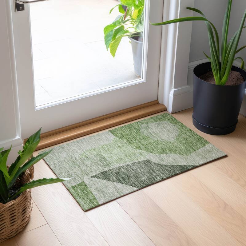 Machine Washable Indoor/ Outdoor Chantille Modern Abstract Rug - Aloe - 1'8" x 2'6"