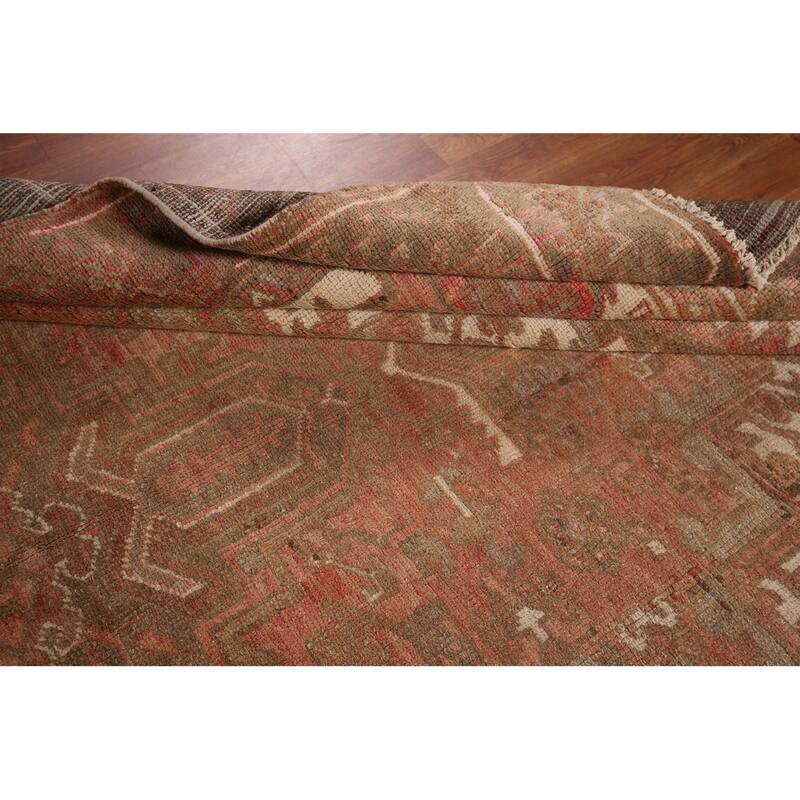 Geometric / Medallion Heriz Persian Vintage Rug Handmade Wool Carpet - 7'2"x 10'8"
