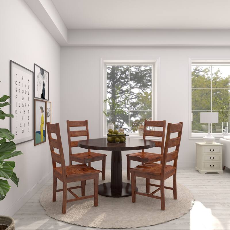 Brown Mango Wood Ladder Back Dining Chair (Set of 2)