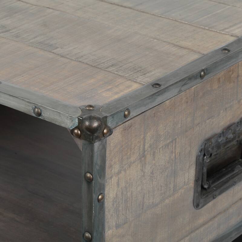 ExBrite Solid Wood End Table Gray Wash Finish