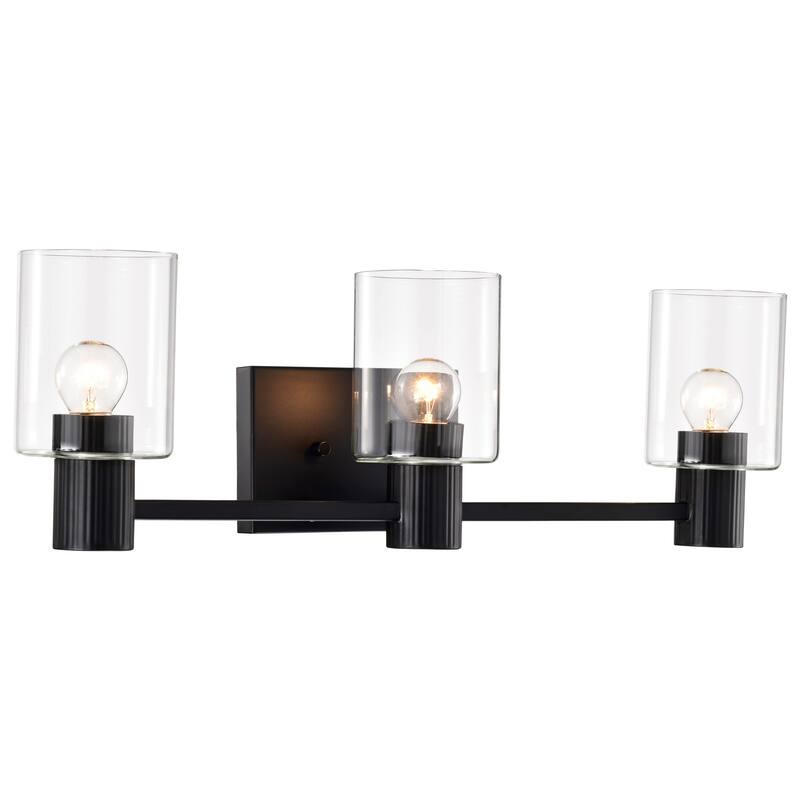 Clarksville 3 Light Vanity Matte Black with Clear Glass