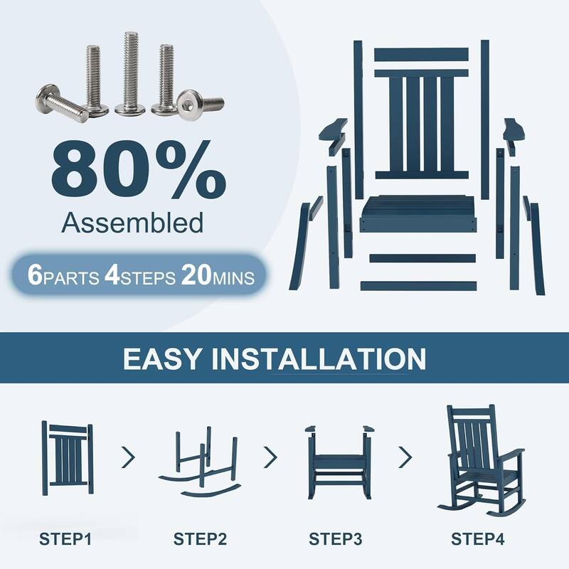 2PCS Patio High Back Porch Rocking Chair for Outside