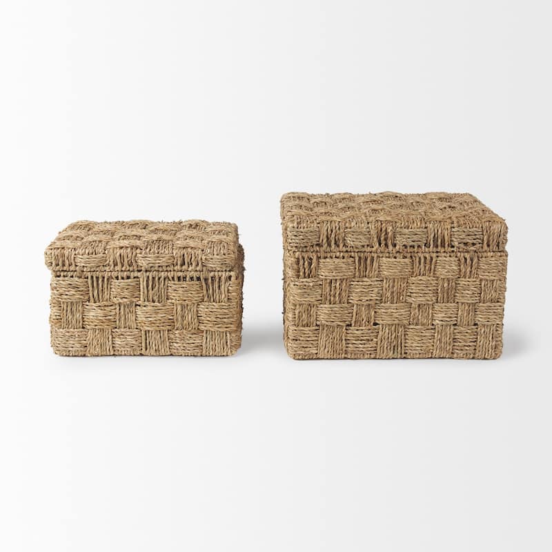 Hanalei Brown Seagrass Boxes w/ Lids (Set of 2)