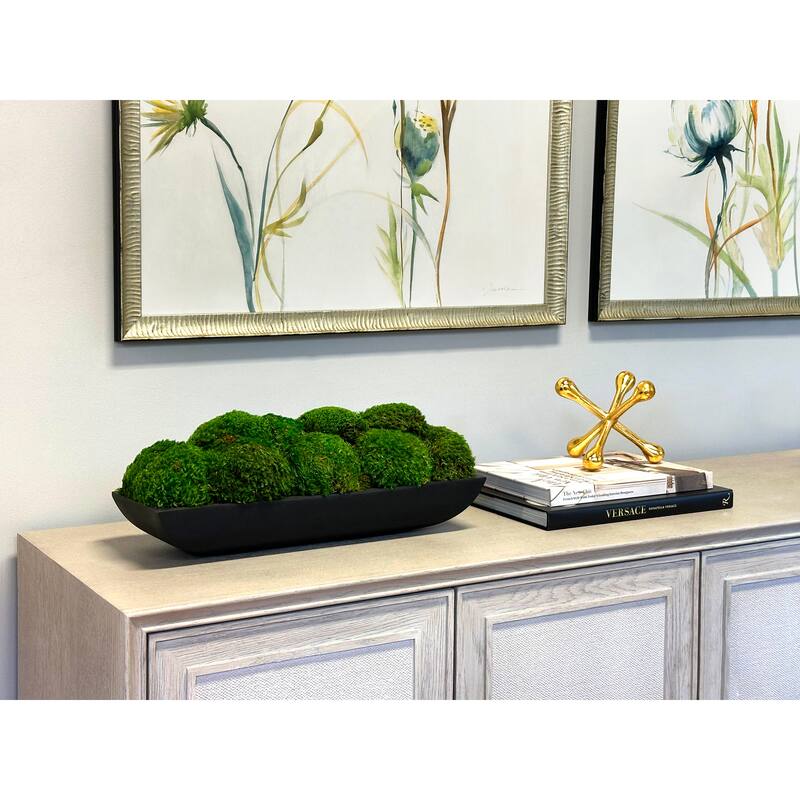 Moss Arrangement in Oblong Fiberstone Planter - Green