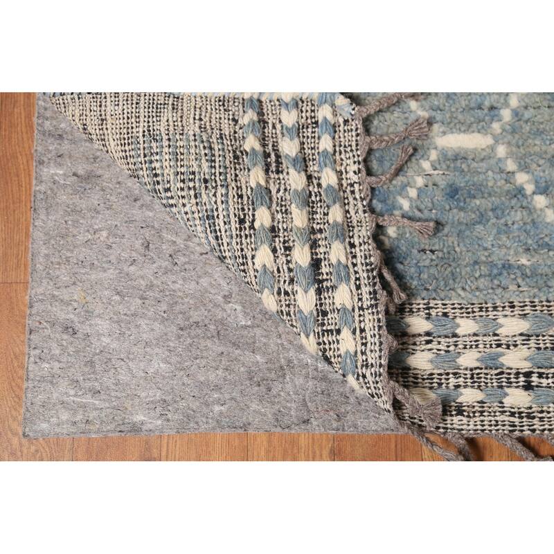 Grey Blue Moroccan Palace Size Area Rug Hand-Knotted Wool Carpet - 11'10"x 16'5"