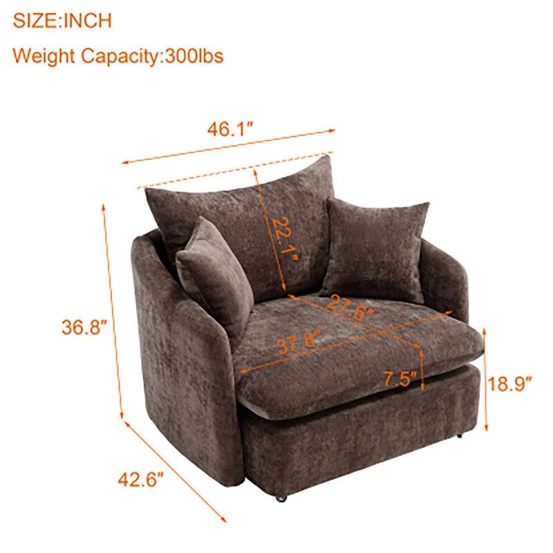 46" Chenille Upholstered Sofa Swivel Chair