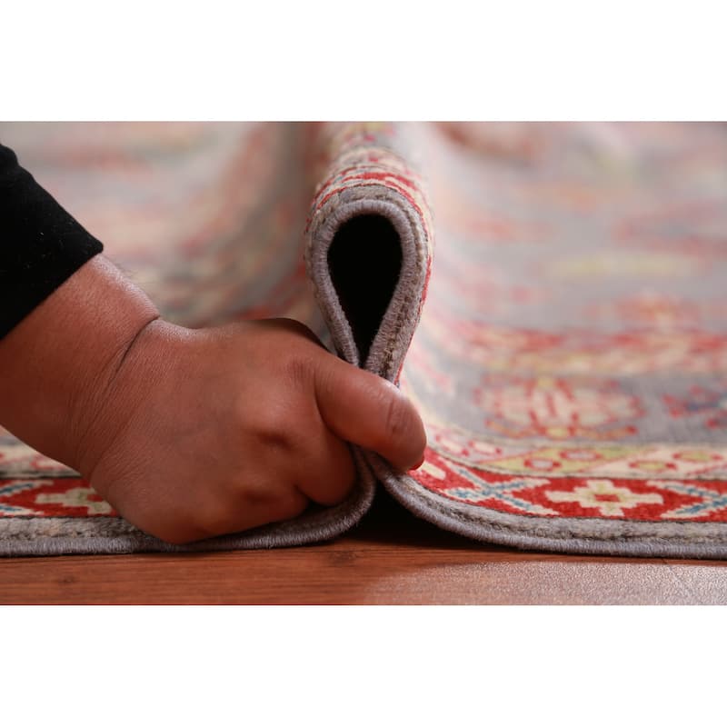 Hand Knotted Oriental 100% Wool Carpet Traditional All-Over Greys & Charcoal Kazak Area Rug - 9' 8'' X 8' 2''