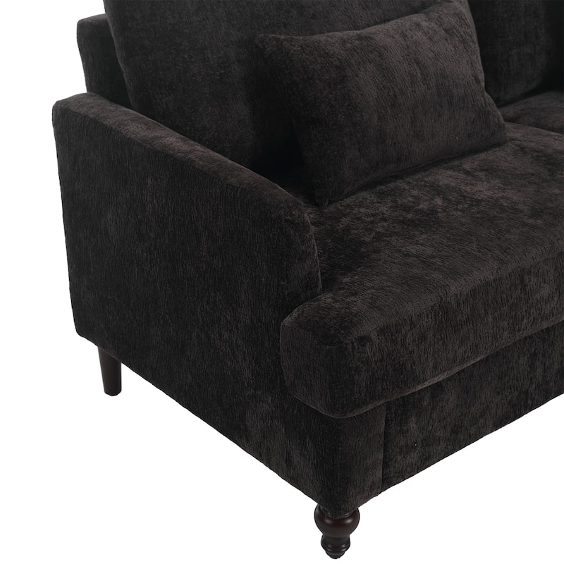 Chenille Fabric Loveseat Sofa, 2-Seater Sofa Couch with Extra Deep Seats, Upholstered Lounge Sofa with Wood Legs