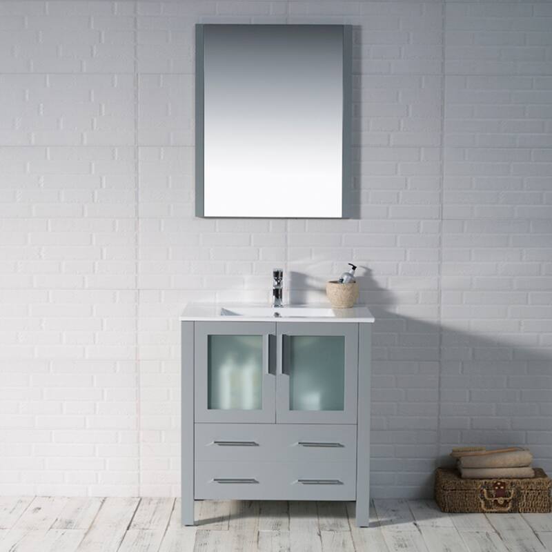 Blossom Solid Wood Double Bathroom Vanity w/ Ceramic Sink & Base
