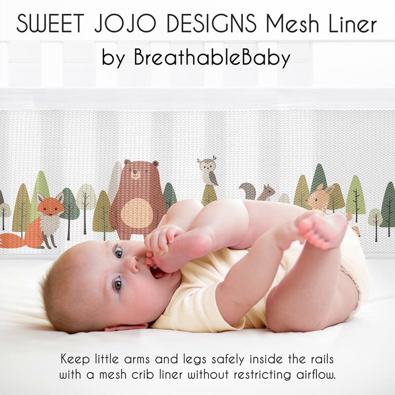 Sweet Jojo Designs + BreathableBaby Breathable Mesh Crib Liner Woodland Animals Boy, Girl, Unisex/Gender Neutral Woodsy Pals