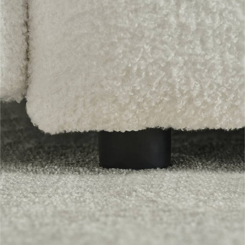 38.1" Off White Teddy Fabric Sofa for Apartment, Office and Living Room