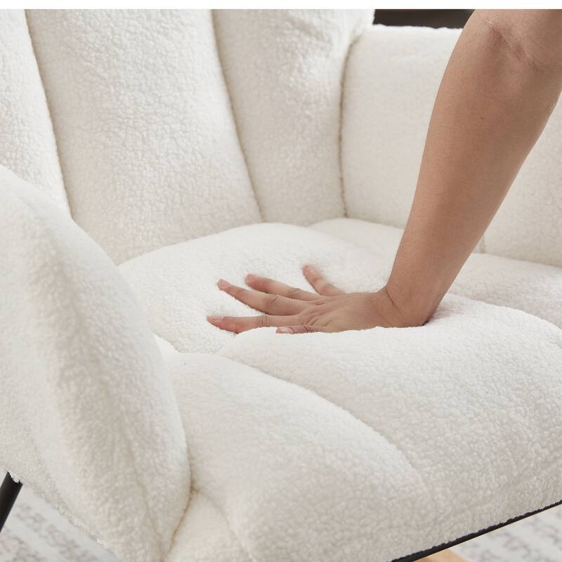 Anmytek Comfy Tufted Teddy Fabric Glider Rocking Chair