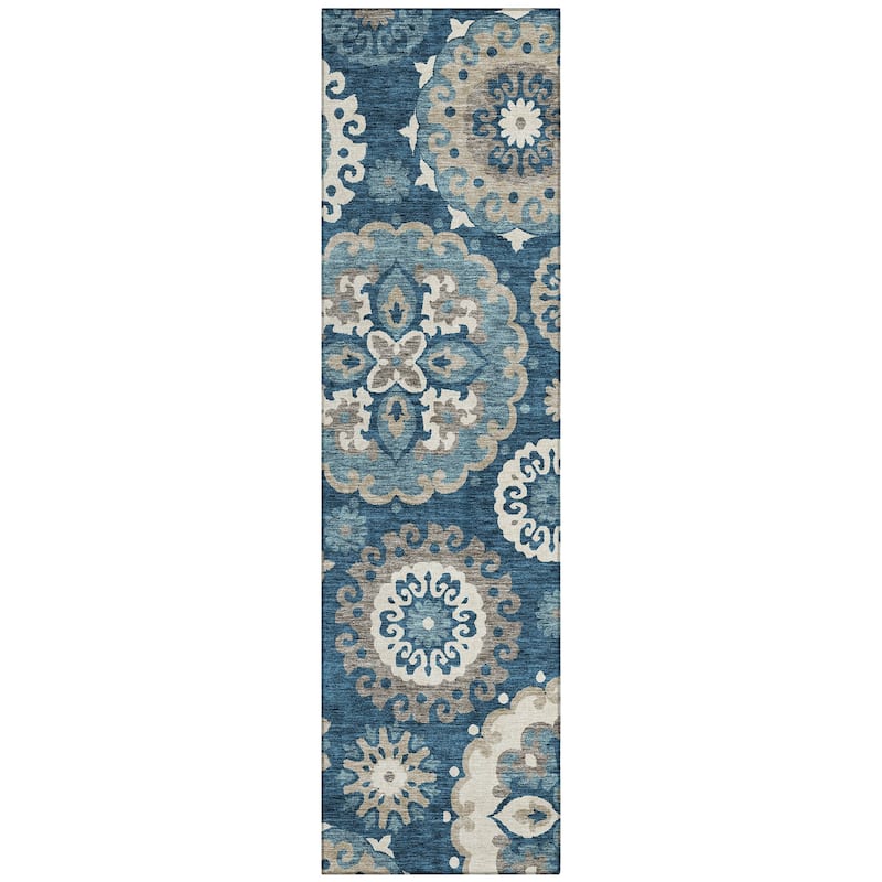 Machine Washable Indoor/ Outdoor Chantille Casual Medallion Rug