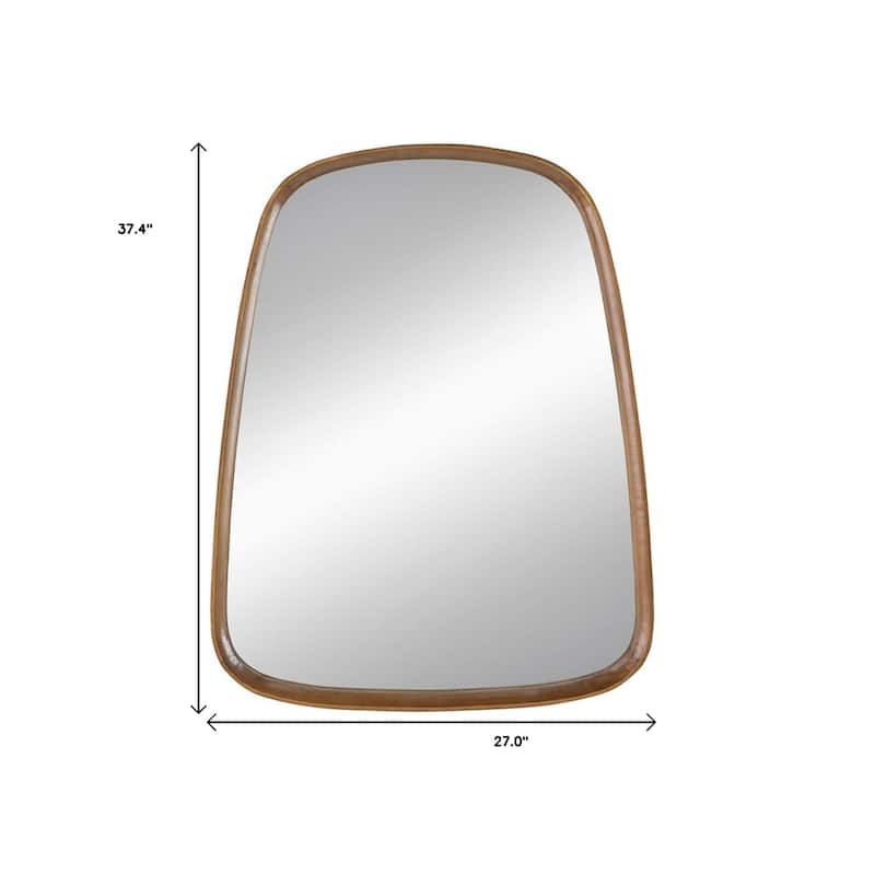 HomeRoots 37" Brown Novelty Wood Framed Accent Mirror - 27' X '37.4' X '2.5