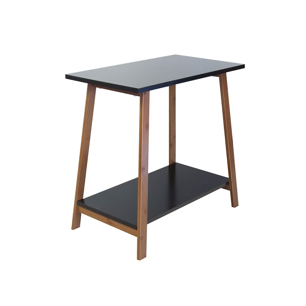 2 Tier Solid Bamboo Frame Recliner End Table