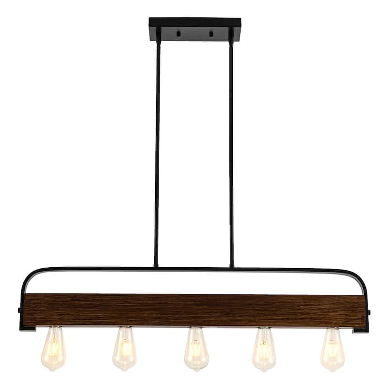 35.82-inch 5-light modern minimalist double-rod metal pendant lamp with adjustable height