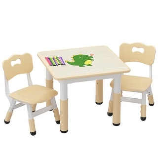 Height Adjustable Kids Table and 2 Chairs for Reading