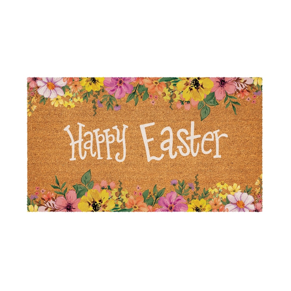 Bunny Blooms Happy Easter Coir Mat