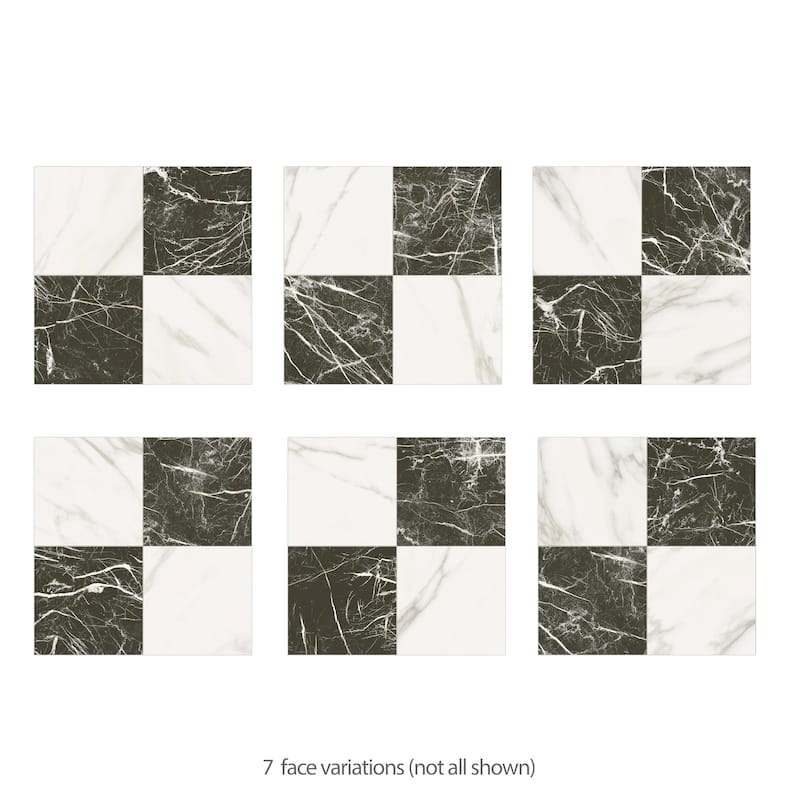 Merola Tile Marbilia Chess Marquina Gold 17-3/8" x 17-3/8" Porcelain Floor and Wall Tile