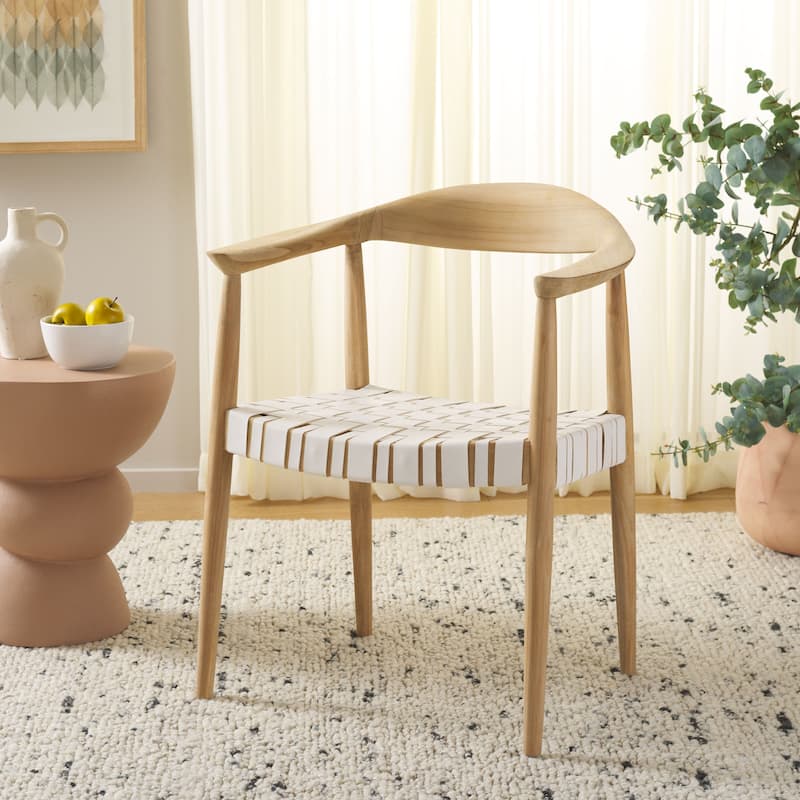 SAFAVIEH Baden Woven Solid Wood Arm Chair (Fully Assembled) - 25"W x 22"D x 31"H