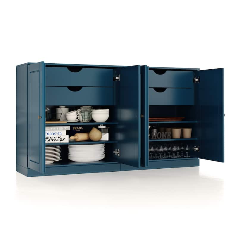 Palace Imports 100% Solid Wood 64" Sideboard with Solid Doors, 4-Drawers and Adjustable Shelves
