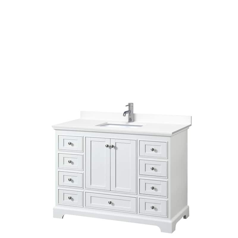 Deborah 48-inch Single Vanity, Cultured Marble Top - White, Chrome Trim, White Cultured Marble Top