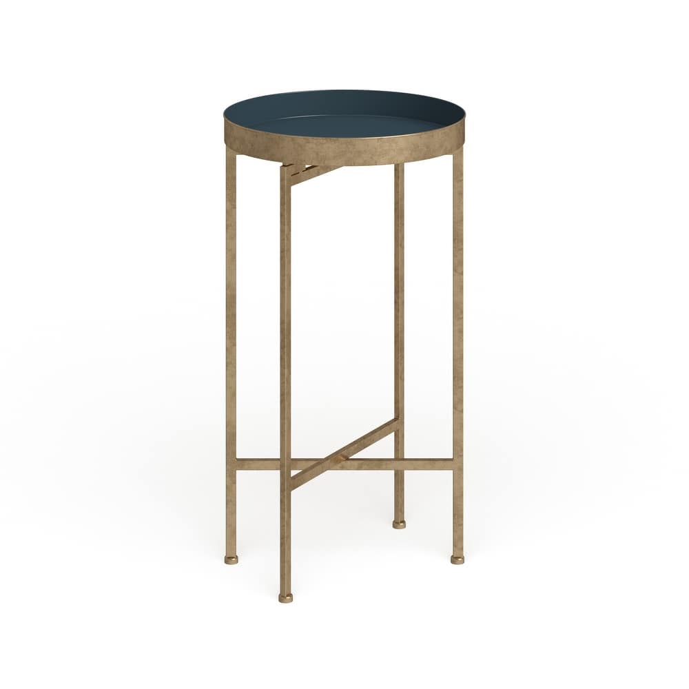Kate and Laurel Celia Round Foldable Metal Accent Table - 14x14x26