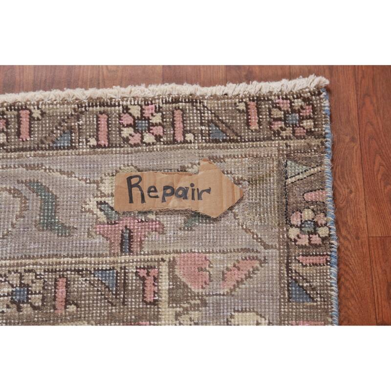 Gray Tabriz Persian Vintage Area Rug Handmade Wool Carpet - 6'8" x 9'7"