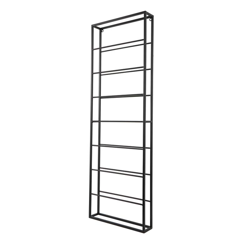 Black Metal Minimalistic 8 Bottle Wall Wine Rack with Open Style Frame