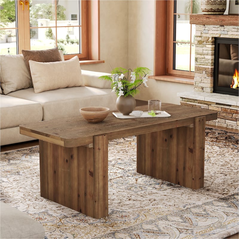 Farmhouse Coffee Table, 47-Inch Solid Wood Center Table