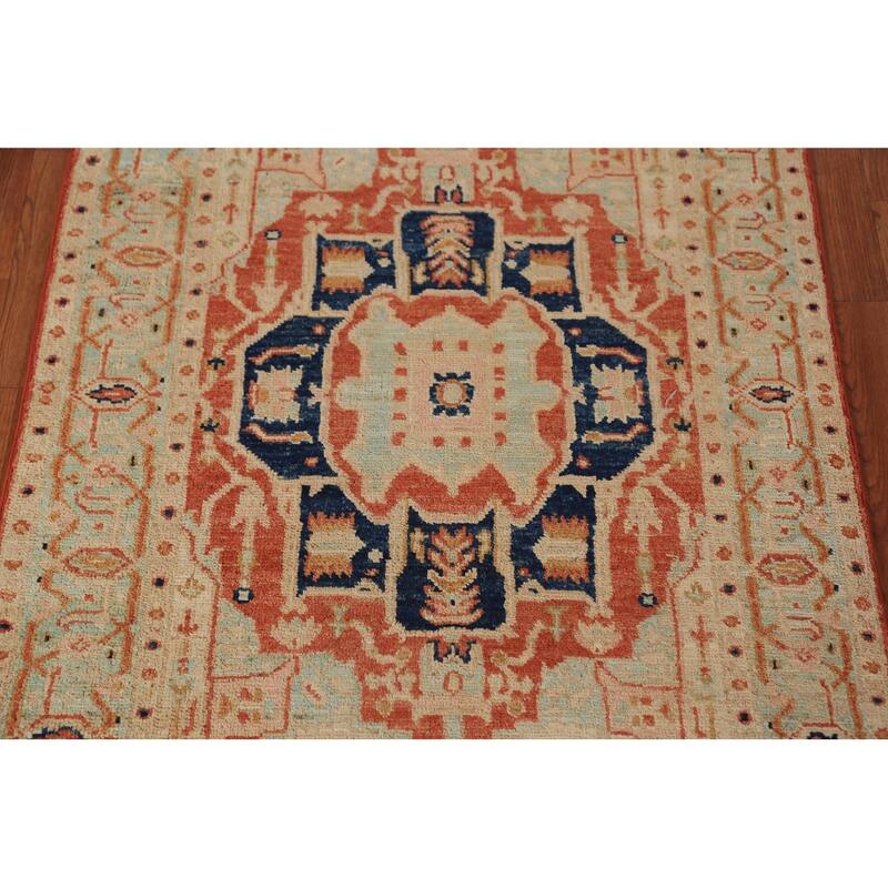 Vegetable Dye Heriz Serapi Rug Hand-Knotted Wool Carpet - 3'0"x 3'10"