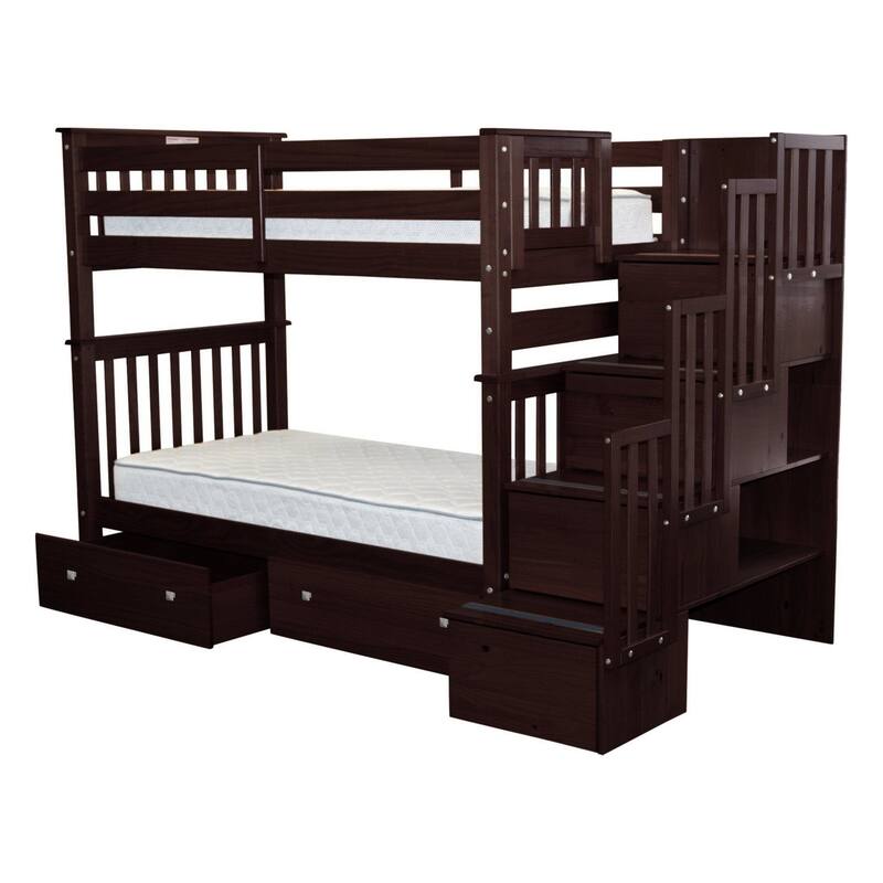 Taylor & Olive Trillium Tall Twin over Twin Stairway Bunk Bed, Drawers