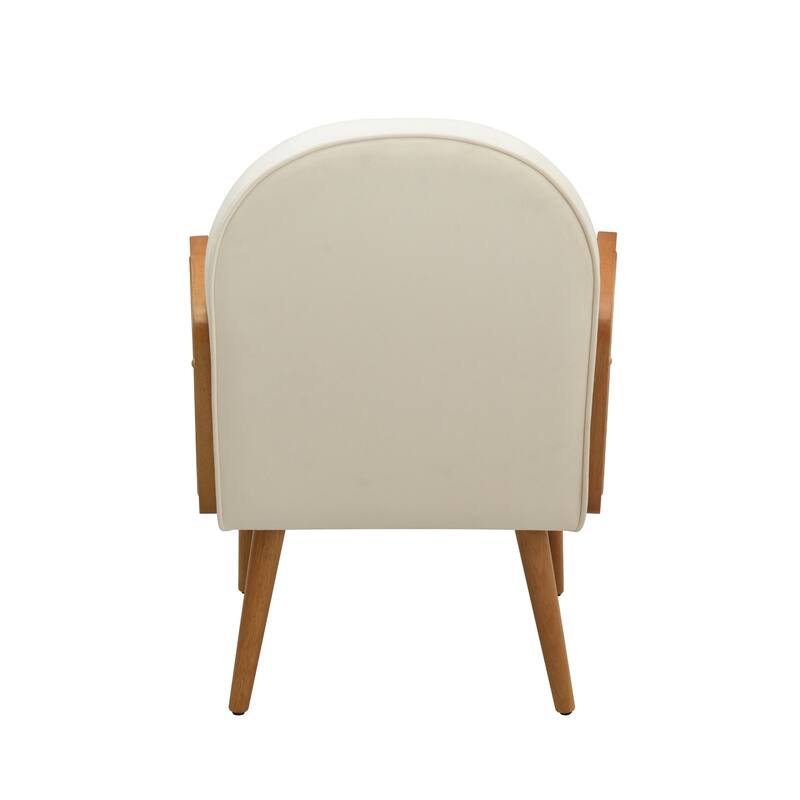 Christopher Knight Home Mid-century Velvet Upholstered Accent Chair with Ratttan Arms&Wooden Legs