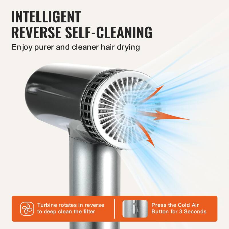 Professional Hair Dryer Lightweight Salon Hair Blow Dryers with Nozzles & Diffuser for Home Travel - 98,000 rpm