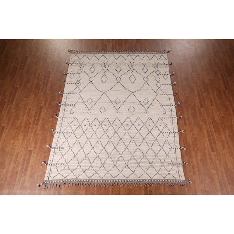 Earth Tone Moroccan Area Rug Handmade Wool Carpet - 8'3" x 10'2"