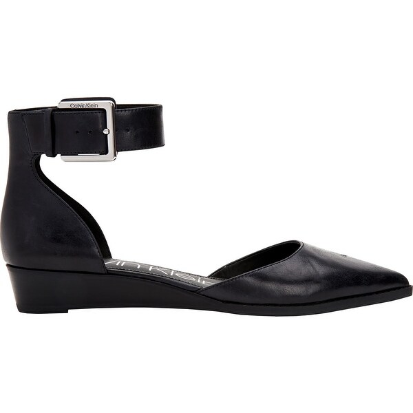 black pointed flats with ankle strap