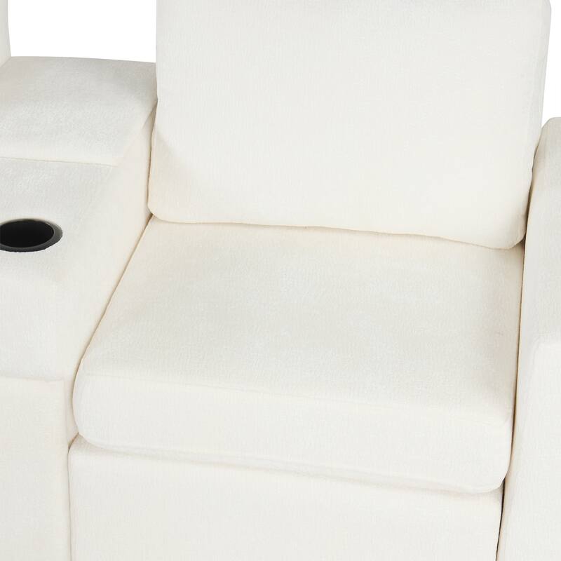 120.5" Chenille L-Shaped Convertible Sofa Bed with Pull-Out Bed, Storage Ottoman & Cup Holders