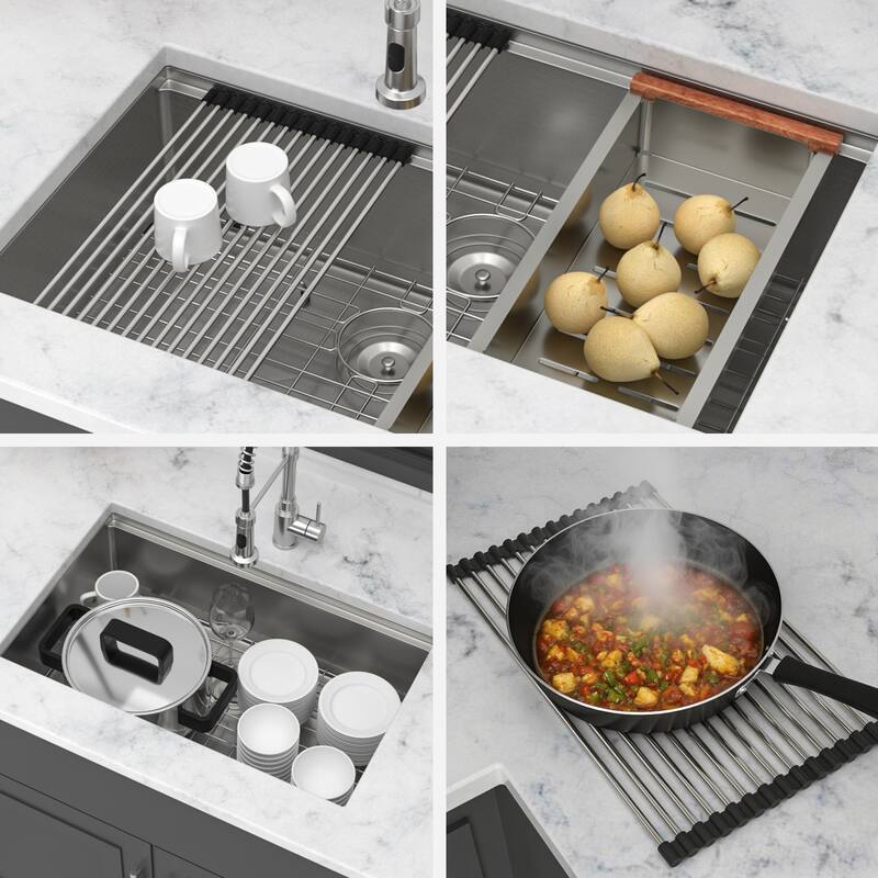 30" Undermount Kitchen Sink 30*19*9 inch Single Bowl 16 Gauge Stainless Steel Ledge Workstation Kitchen Sinks