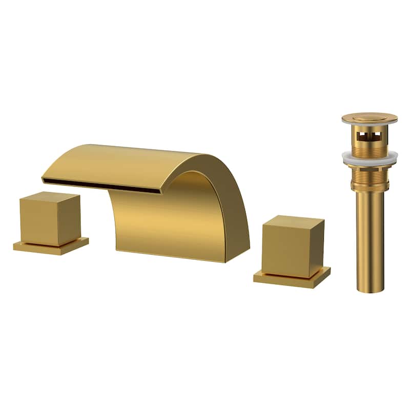 GRANDJOY Low Arc Waterfall Widespread Bathroom Sink Faucet