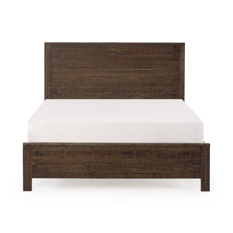 Solid Pinewood Full Size Bed Box Spring Needed Rustic Espresso Bed