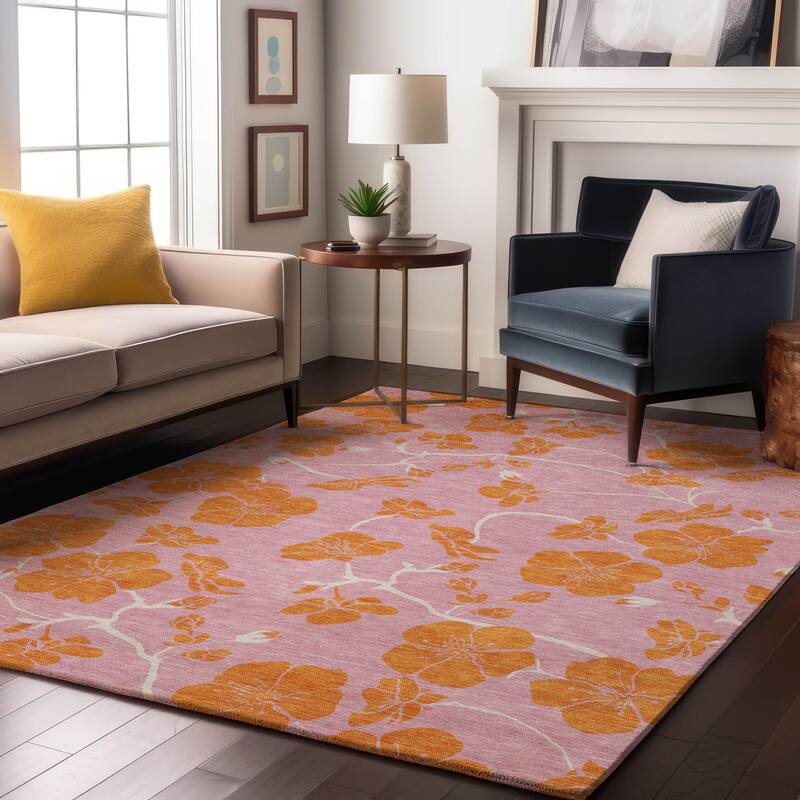 Premium Washable Super Soft Modern Floral Mayfield Rug - Pink - 5' x 7'6"