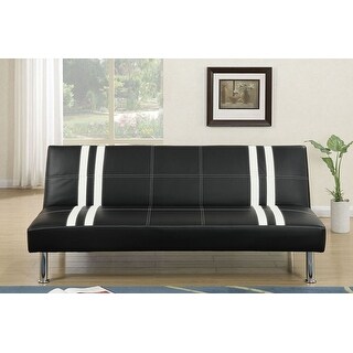 Black Faux Leather Futon Adjustable Sofa - Bed Bath & Beyond - 31244442