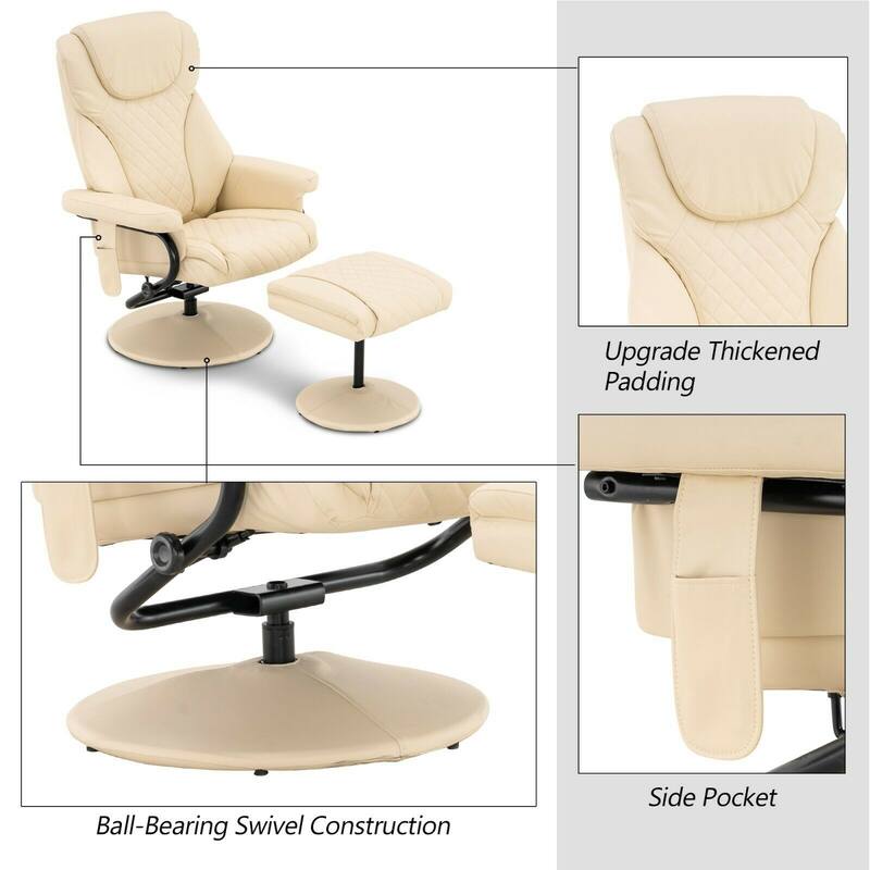 MCombo Faux Leather Swivel Massage Recliner with ottoman
