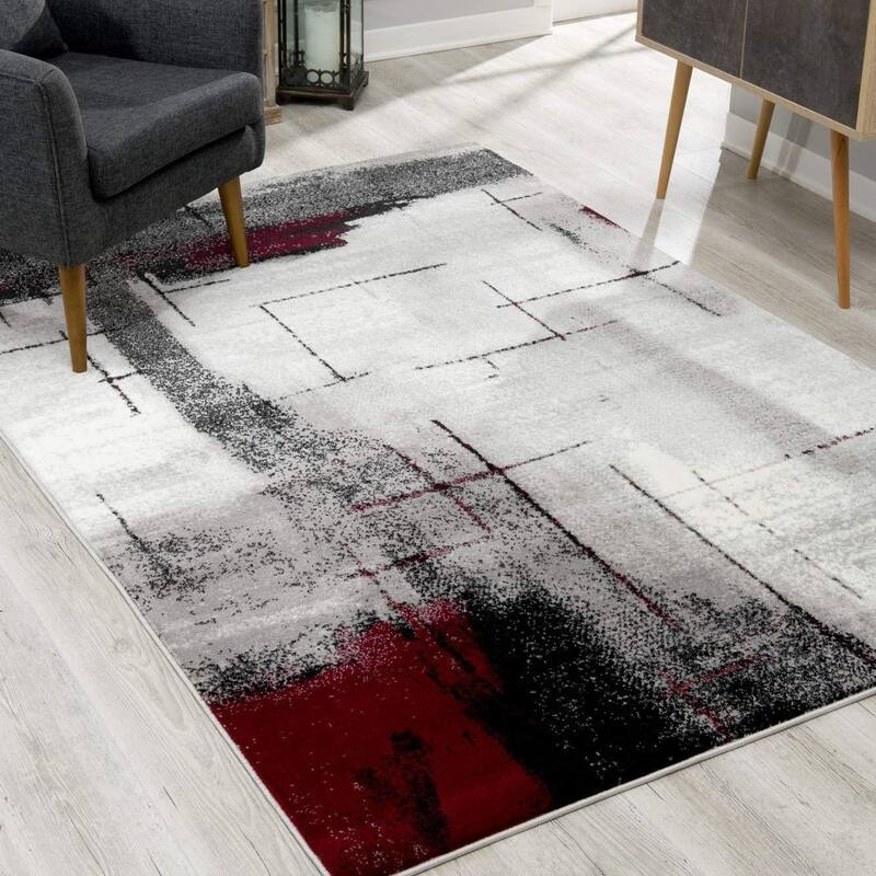 4' X 6' Gray And Burgundy Abstract Area Rug 3'6" Bed Bath & Beyond