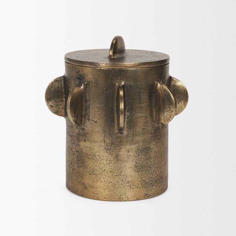 Deacon Large Matte Black Metal Canister with Sculptural Handles