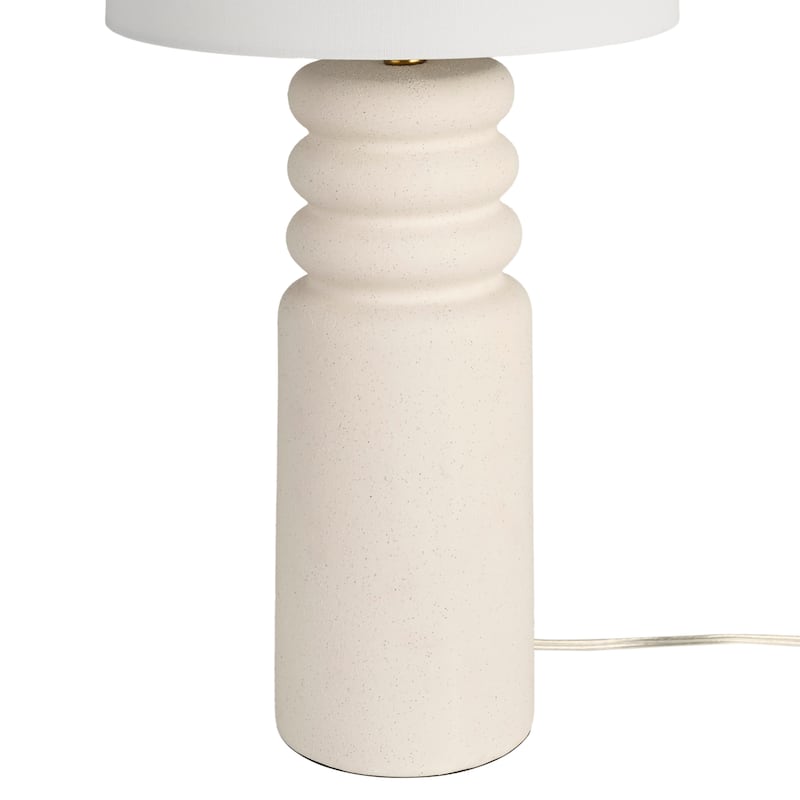 Nourison 28" White Textured Ceramic Ripple Table Lamp