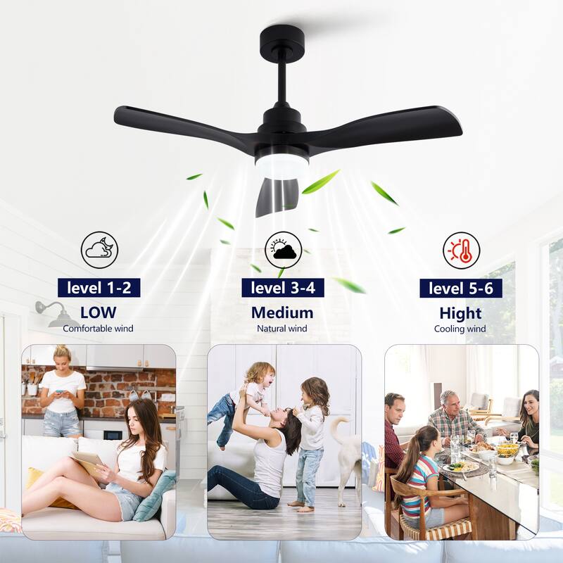 42" Ceiling Fans w/ Lights and Remote, Noiseless Reversible DC Motor