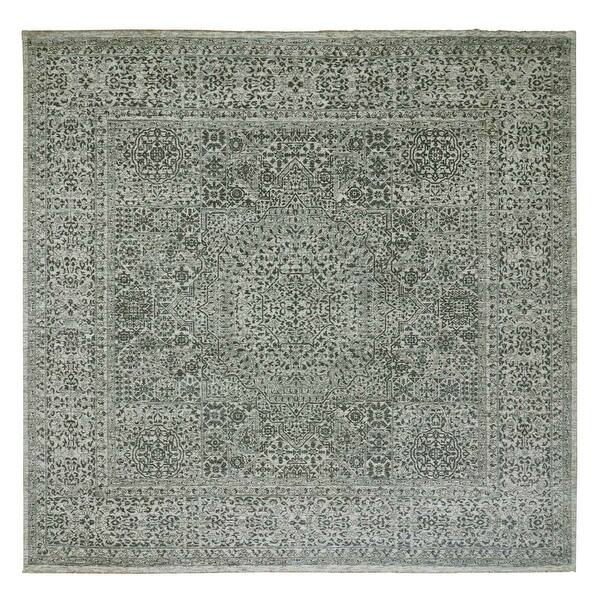 Shahbanu Rugs Duck White and Rusty Gray Hand Knotted Undyed Mamluk ...